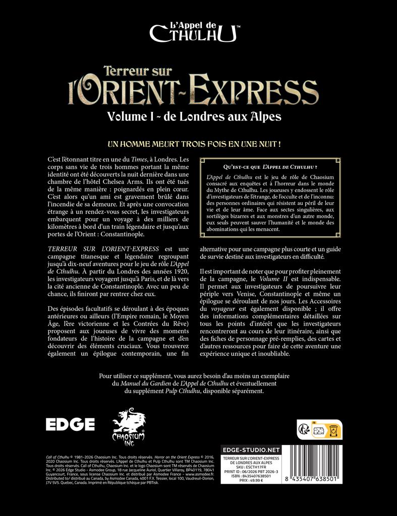 L’Appel de Cthulhu Terreur sur l’Orient Exp Vol 1