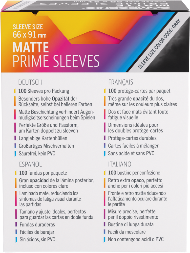 GG : 100 Sleeves Matte Prime Dark Gray