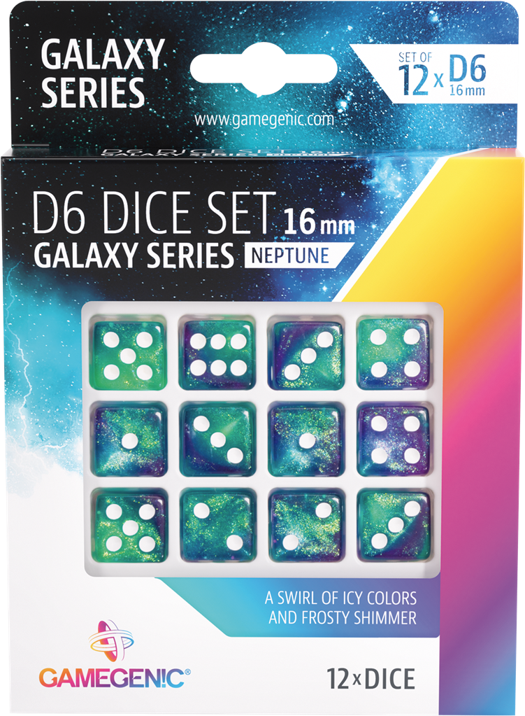 Galaxy Series -Neptune- Set de 12 Dés de 6 - 16mm