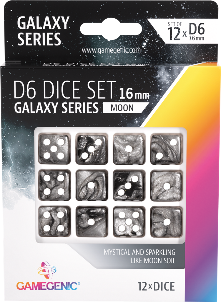 Galaxy Series -Moon- Set de 12 Dés de 6 - 16mm