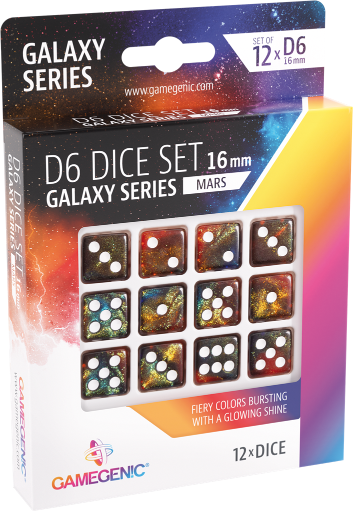 Galaxy Series -Mars- Set de 12 Dés de 6 - 16mm