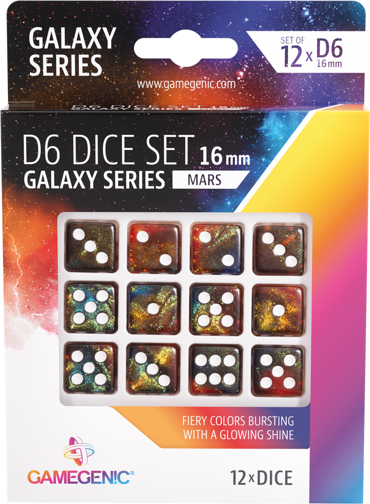 Galaxy Series -Mars- Set de 12 Dés de 6 - 16mm