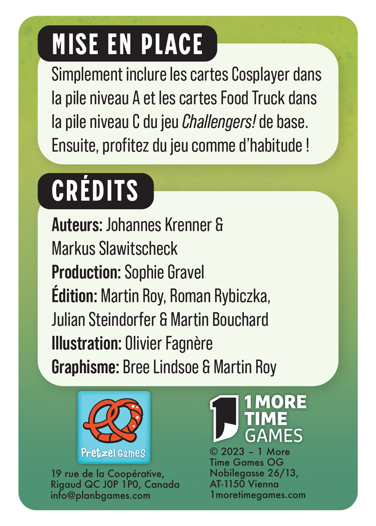 Challengers ! Cartes goodies Set #1 Challengers ! Cartes goodies Set #1