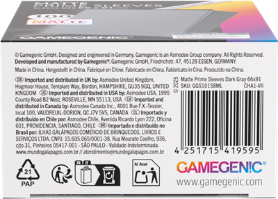 GG : 100 Sleeves Matte Prime Dark Gray