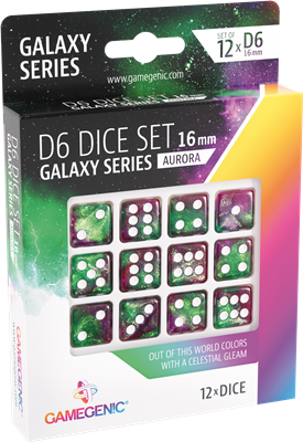 Galaxy Series -Aurora- Set de 12 Dés de 6 - 16mm