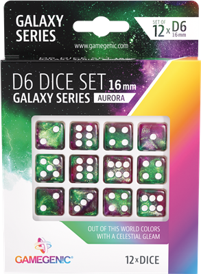 Galaxy Series -Aurora- Set de 12 Dés de 6 - 16mm